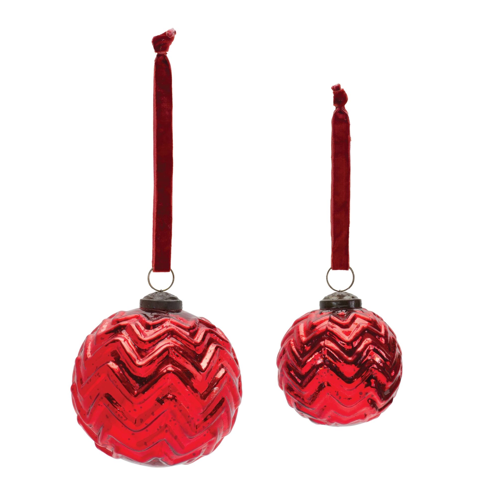 Angle. BreeBe - Mercury Glass Ball Ornament (Set of 4) - Red.