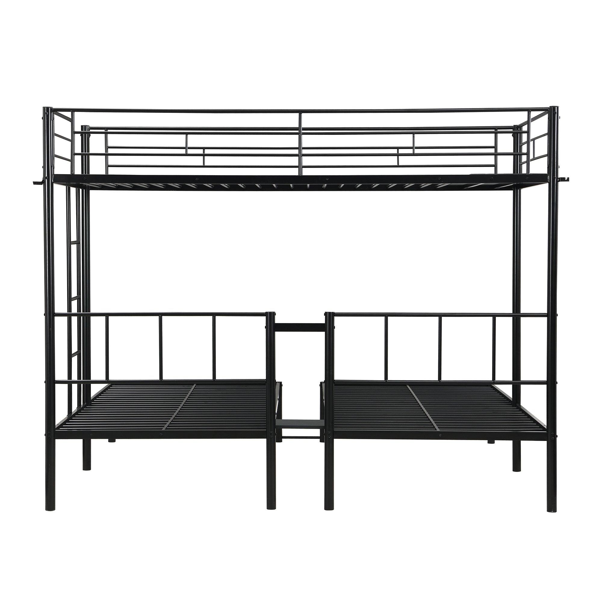 Alt View 7. Boyel Living - Twin Over Twin Over Twin Metal Triple Bunk Bed with Vertical Ladder and Safety Rails - Black.