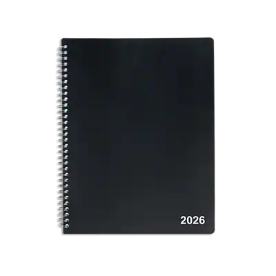 Front. Staples - 2026 Staples 8" x 11" Weekly & Monthly Appointment Book, Black - Black.