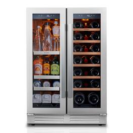 Ca'Lefort - 24 Inch Wine and Beverage Refrigerator, 3 Color LED, Dual Zone Wine Fridge,20 Bottles &60 Cans,Built-in Beverage Cooler - Stainless Steel