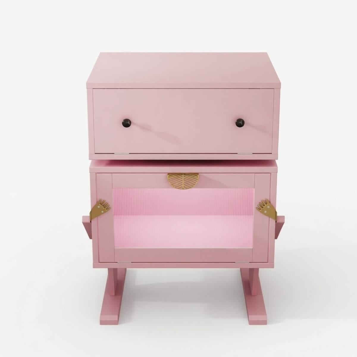 Alt View 9. Loheer - Loheer Pink Robot LED Nightstand with 360 Degree Rotating Drawer, 20.7 Inch Wide - Pink.