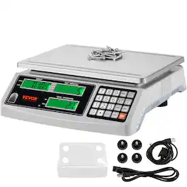 VEVOR - Industrial Counting Scale, 30 kg x 1 g, Digital Scale for Parts and Coins, g/kg/lb Units - Light Gray