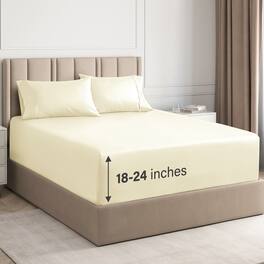 CGK Linens - Extra Deep Pocket 4 Piece Sheet Set - Soft Bed Sheets, Fits 18"-24" Mattresses - Queen - Off White