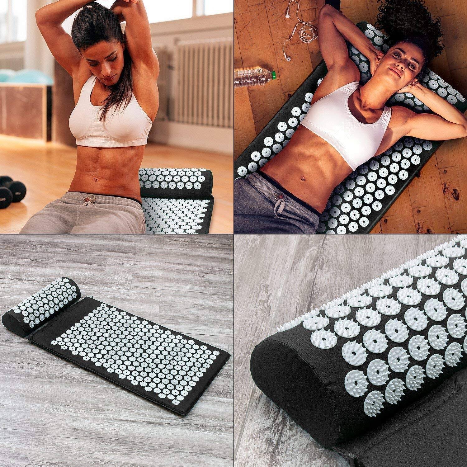 Angle. Sorbus - Sorbus Deluxe Acupressure Mat Pillow Set - Black - Black.