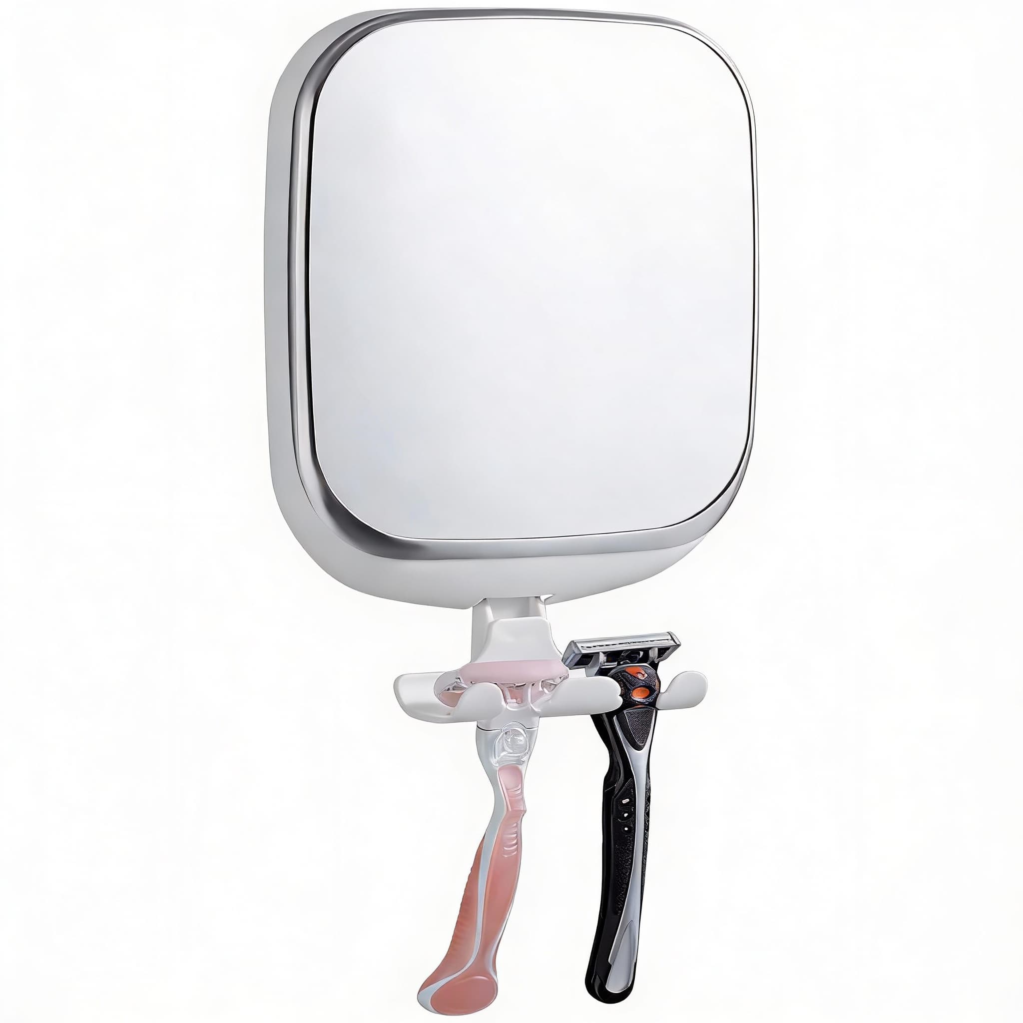 PO3TICJUNKI3 - Shower Mirror Fogless With Holder For Shaving Anti Fog Bath Suction No drilling Removable Shatterproof Wall - Modern