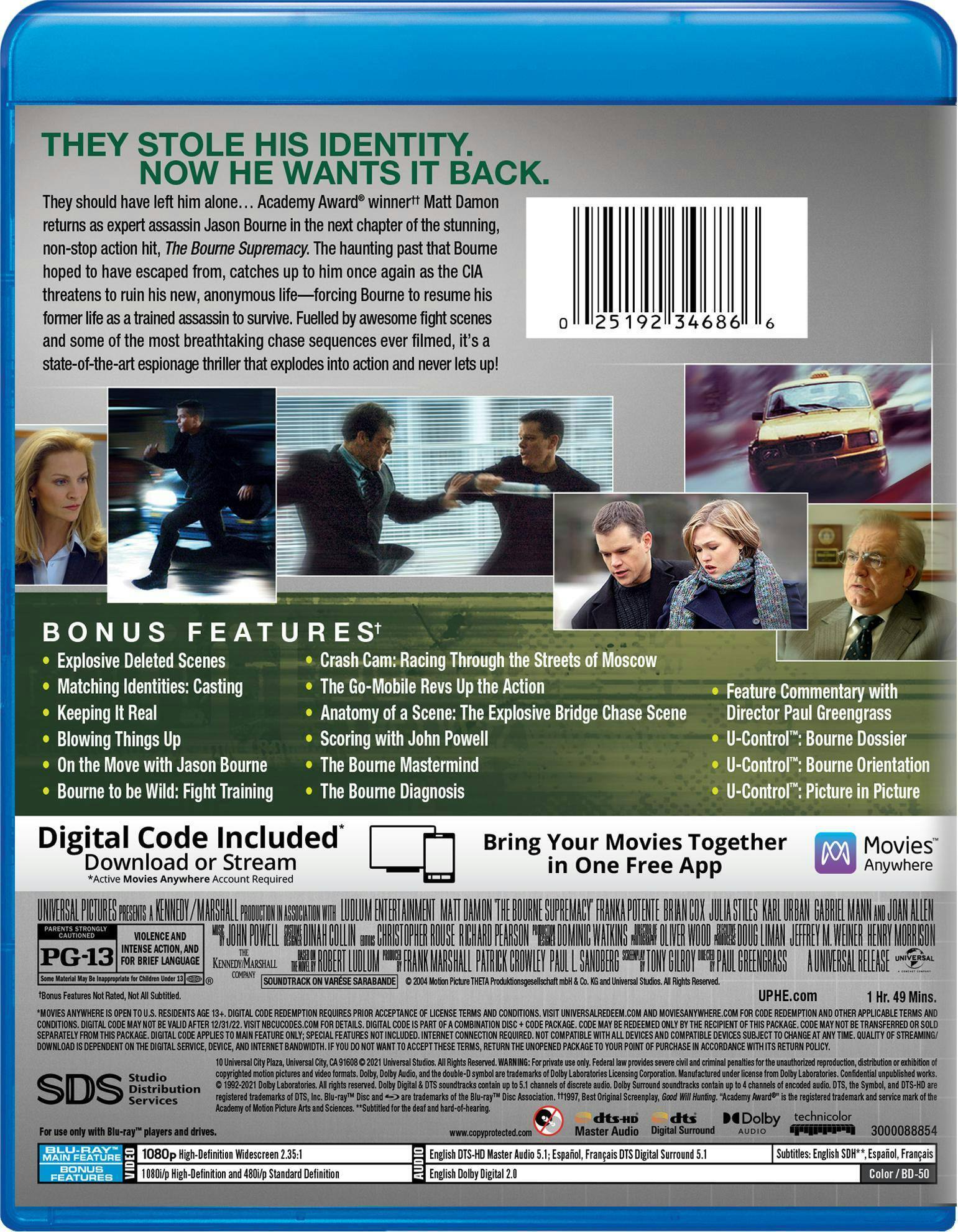 Angle. The Bourne Supremacy (Blu-ray New Box Art) [Blu-ray].