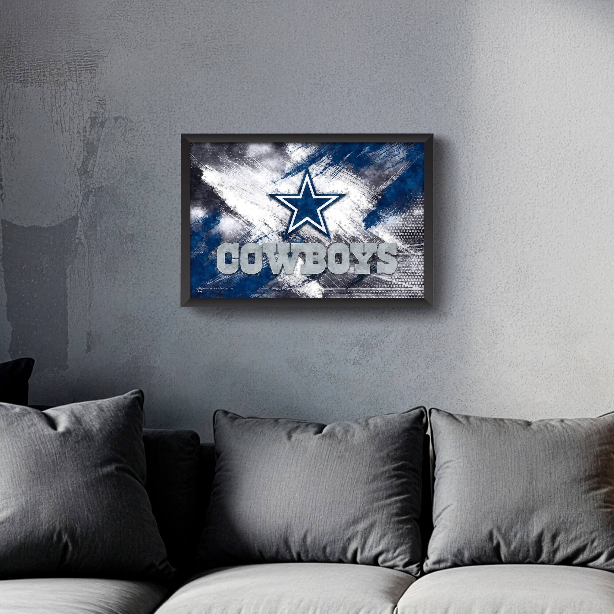 Alt View 1. Sporticulture - Dallas Cowboys 27" x 39" Brush Stroke Logo Framed Art Print - Multicolor.