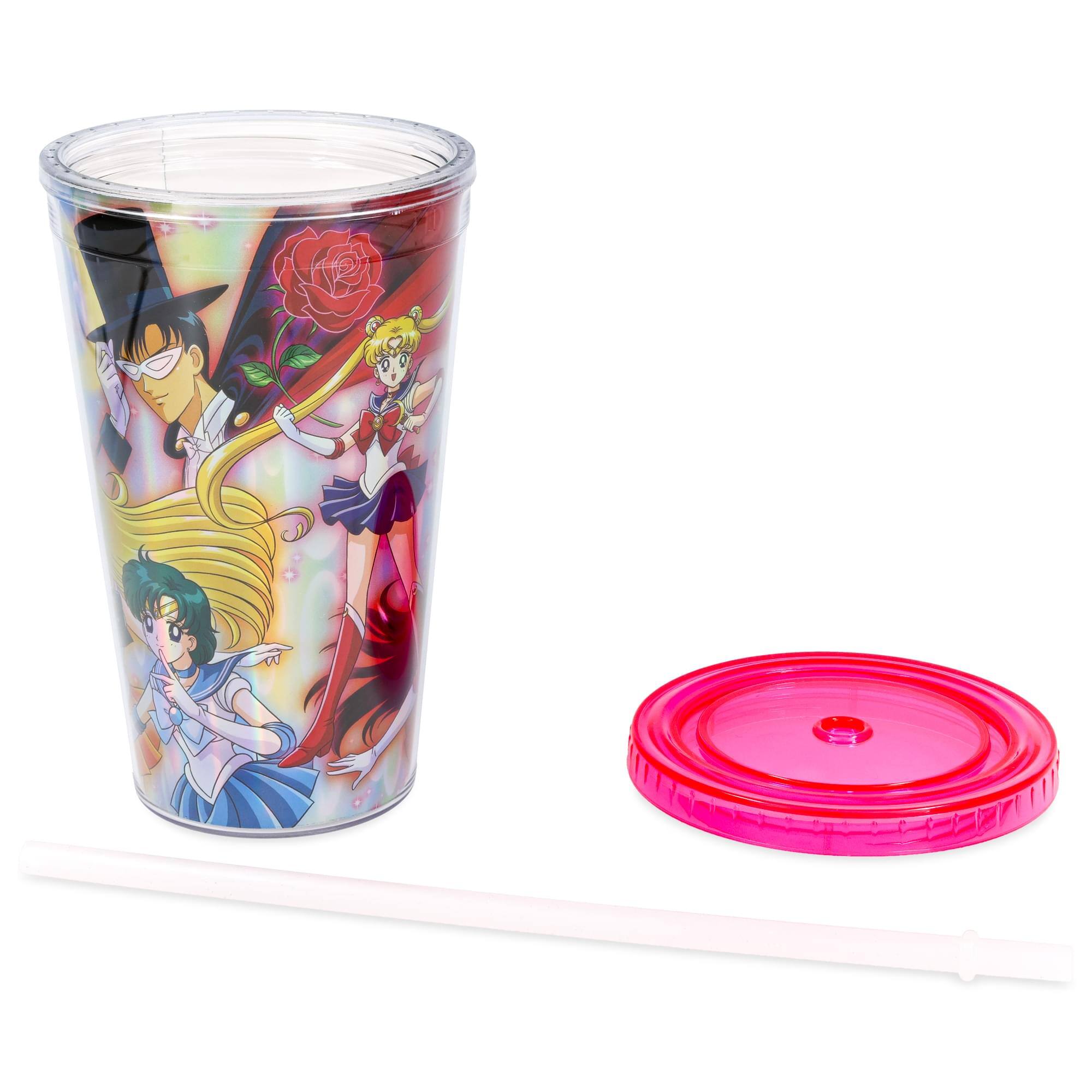 Alt View 4. Just Funky - Sailor Moon Cast Holographic Foil 16oz Carnival Cup w/ Straw & Lid - Multicolored.