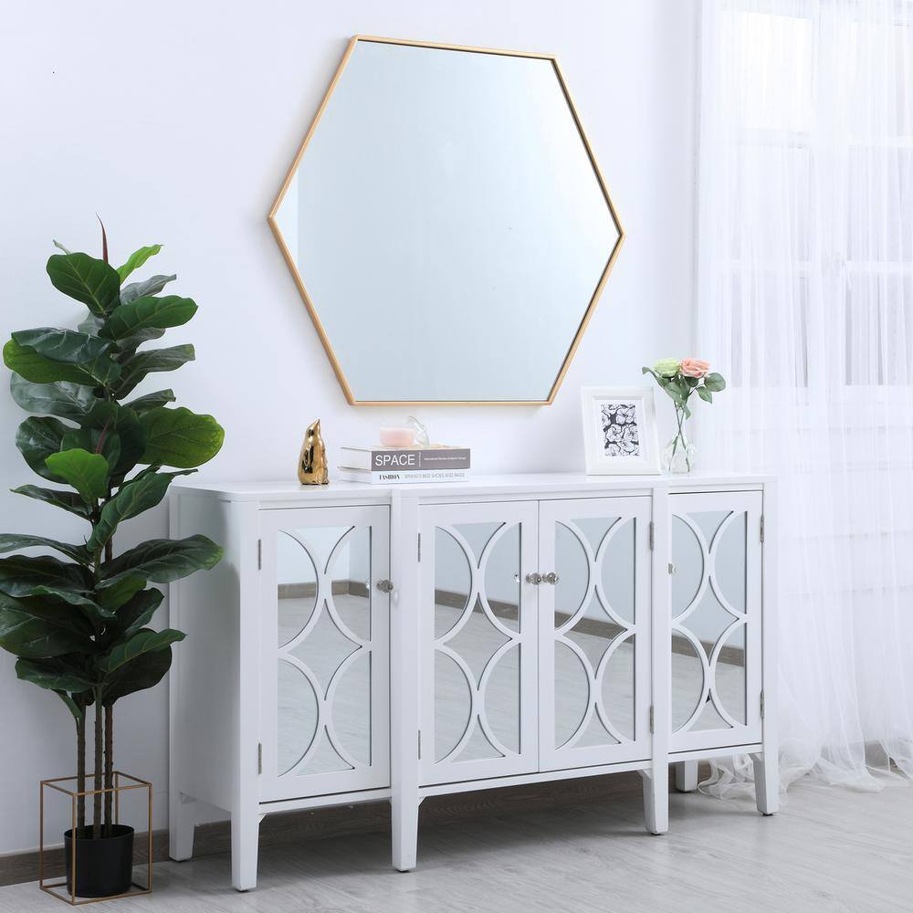 Alt View 7. Elegant Decor - Metal frame hexagon mirror 41 inch in Brass - Brass.