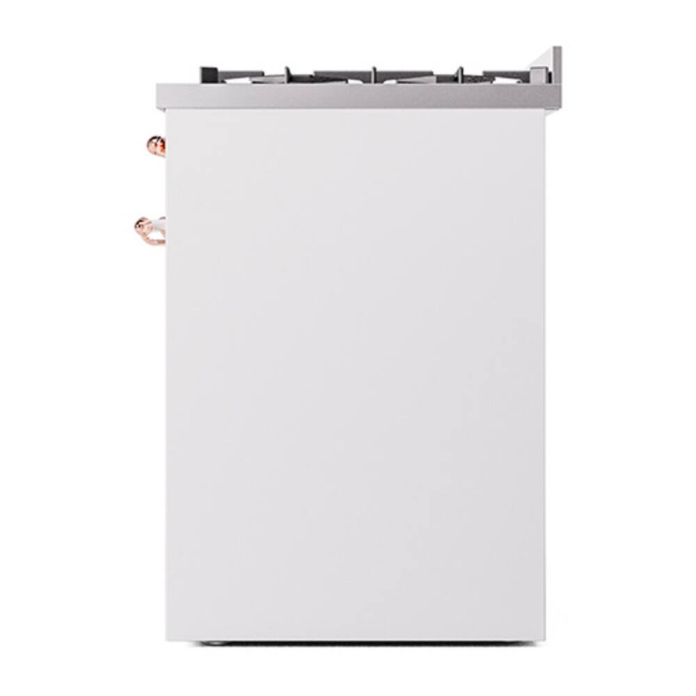 Alt View 10. ILVE - ILVE Nostalgie II 30 inch Dual Fuel Range with 5 Burners (Liquid Propane, White, Copper Trim) - White.