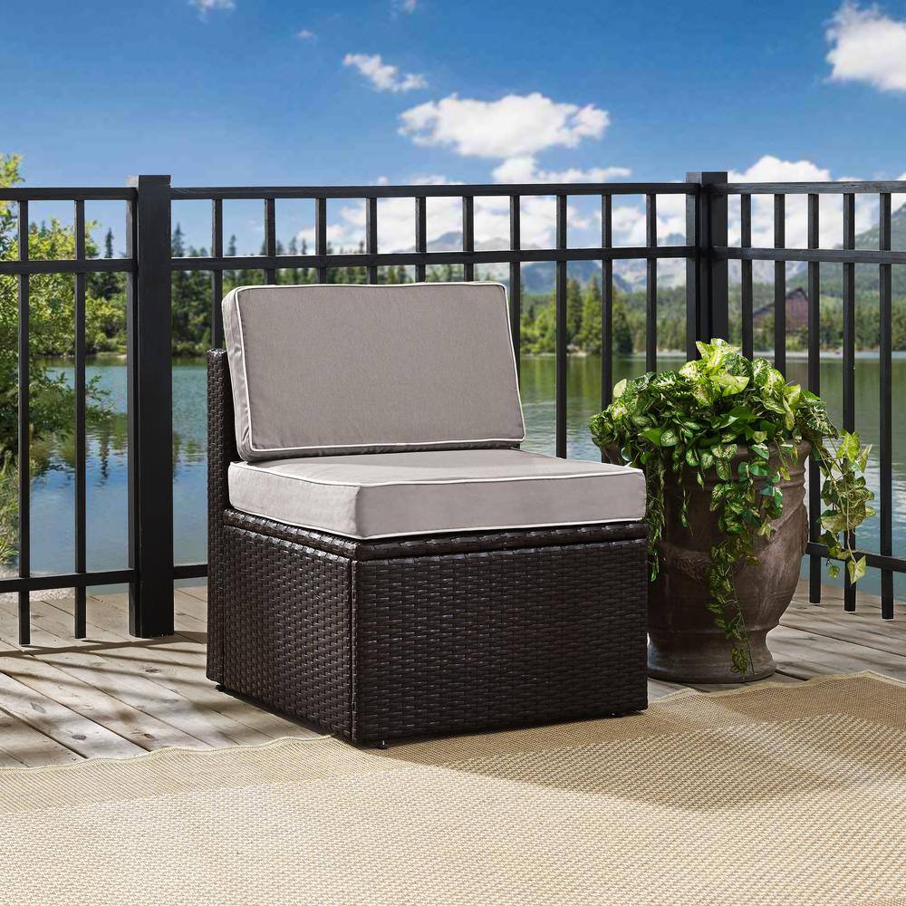 Alt View 5. Crosley Furniture - Palm Harbor Wicker Armless Outdoor Sectional Chair - Gray.