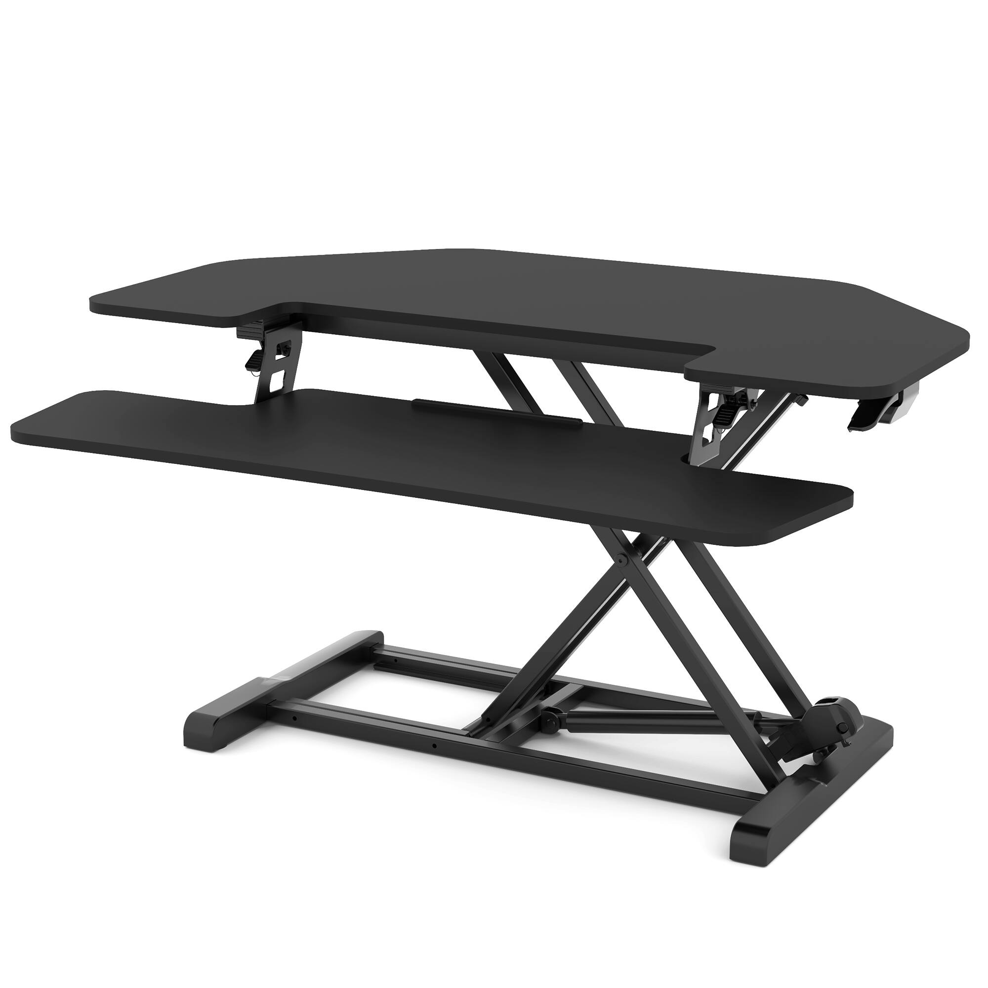 Angle. FlexiSpot - FlexiSpot M7 Series 36"W Manual Corner Adjustable Standing Desk Converter, Black - Black.