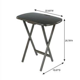 FurniFact - 5-PC Folding Tray Table Set - Oyster Gray