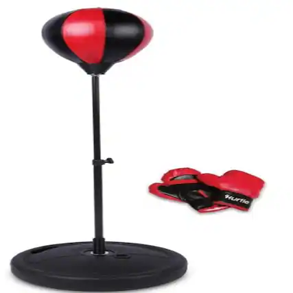 Front. Hurtle - Hurtle Punching Bag with Stand for Adults & Teen, Adjustable Freestanding Reflex Bag with Boxing Gloves for Home Workout - Red.