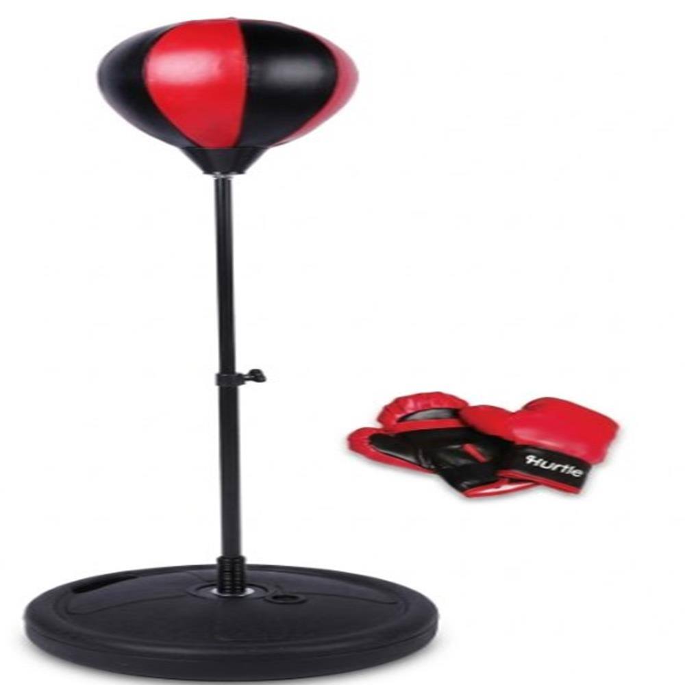 Front. Hurtle - Hurtle Punching Bag with Stand for Adults & Teen, Adjustable Freestanding Reflex Bag with Boxing Gloves for Home Workout - Red.