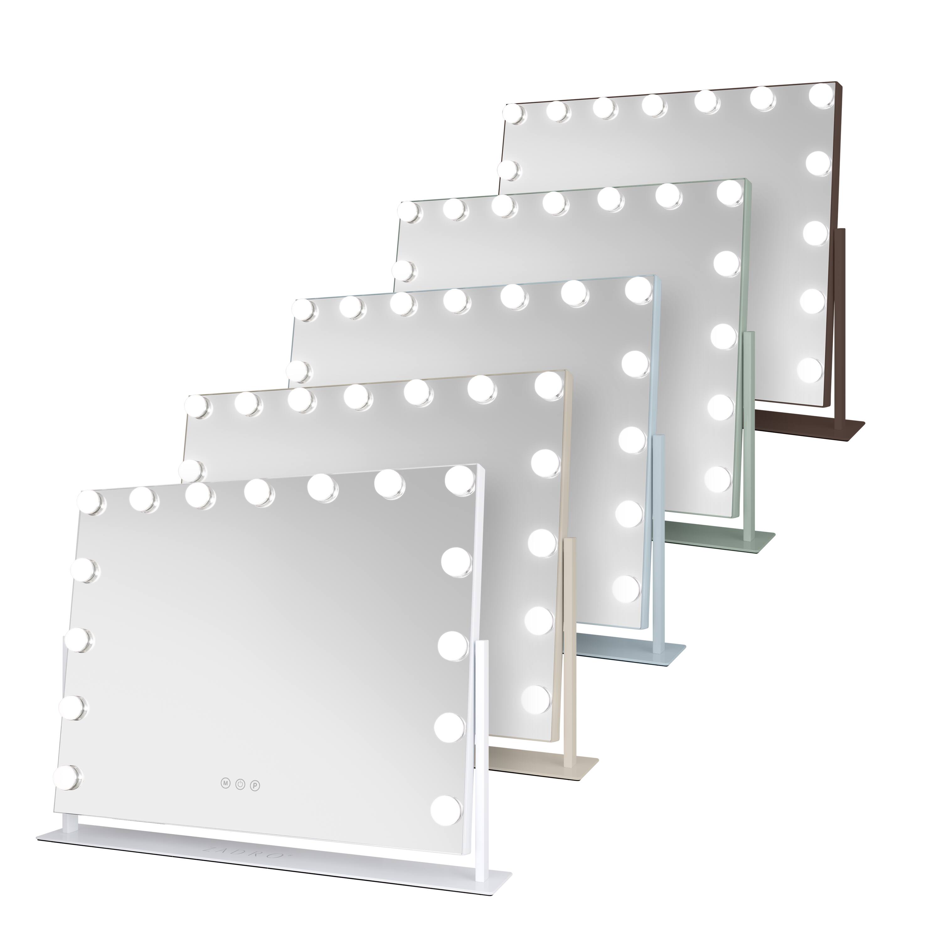 Alt View 4. Zadro - Zadro Hollywood Makeup Mirror - 25" x 20" - 15 LED Light Bulbs with Dimmable Brightness - Chocolate.