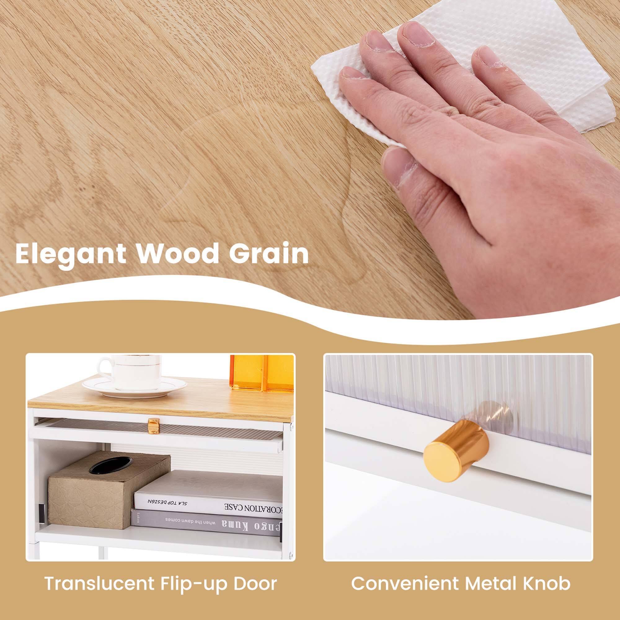 Elegant Wood Grain N92520 A P CASE CORATION COR Sdo UNES Pg voUe Kuma engo Translucent Flip-up Door Convenient Metal Knob
