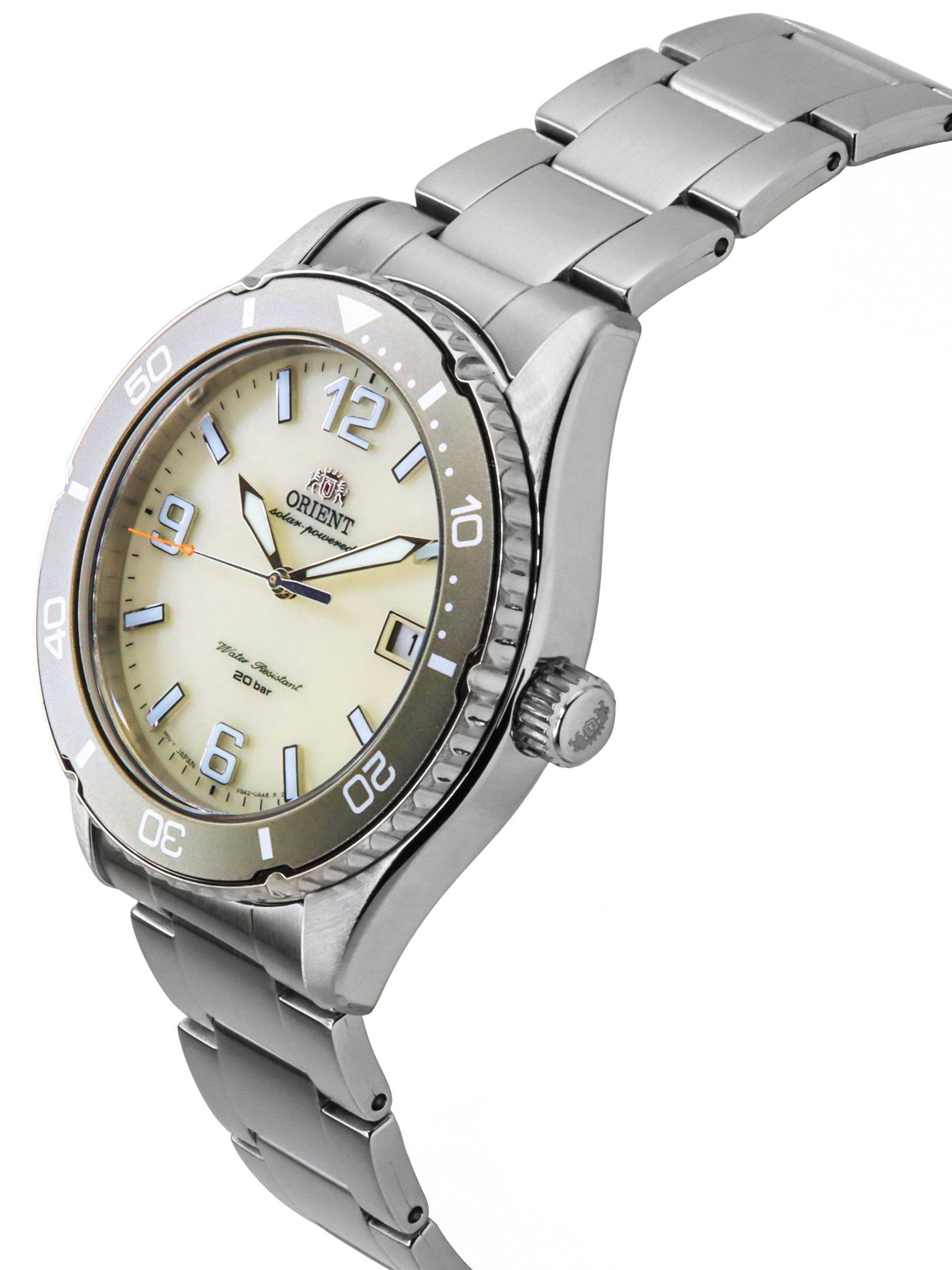 Orient Mako III Stainless Steel Ivory Dial Solar Diver's RA
