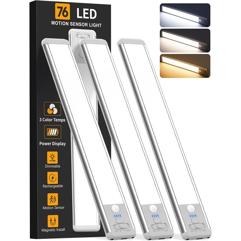 76 LED Motion Sensor Light

- 3 Color Temps
- Power Display
- Dimmable
- Rechargeable
- Motion Sensor
- Magnetic Install

ON/OFF/ON