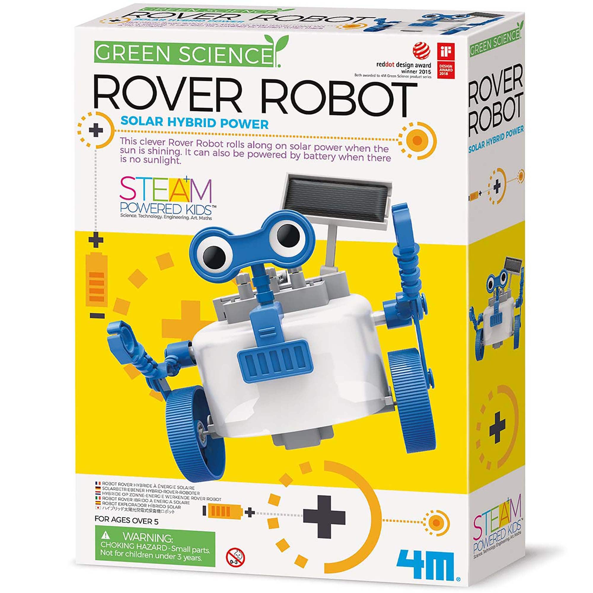 4M - 4M: Green Science Rover Robot - DIY Robotics Kit, Solar & Battery Power, STEM