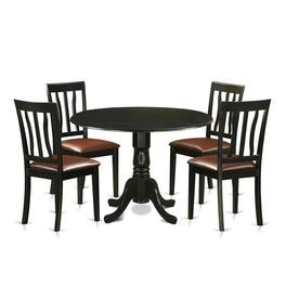 East West Furniture - 5 PC Dining room set for 4-Dinette Table and 4 Kitchen Chairs - Black