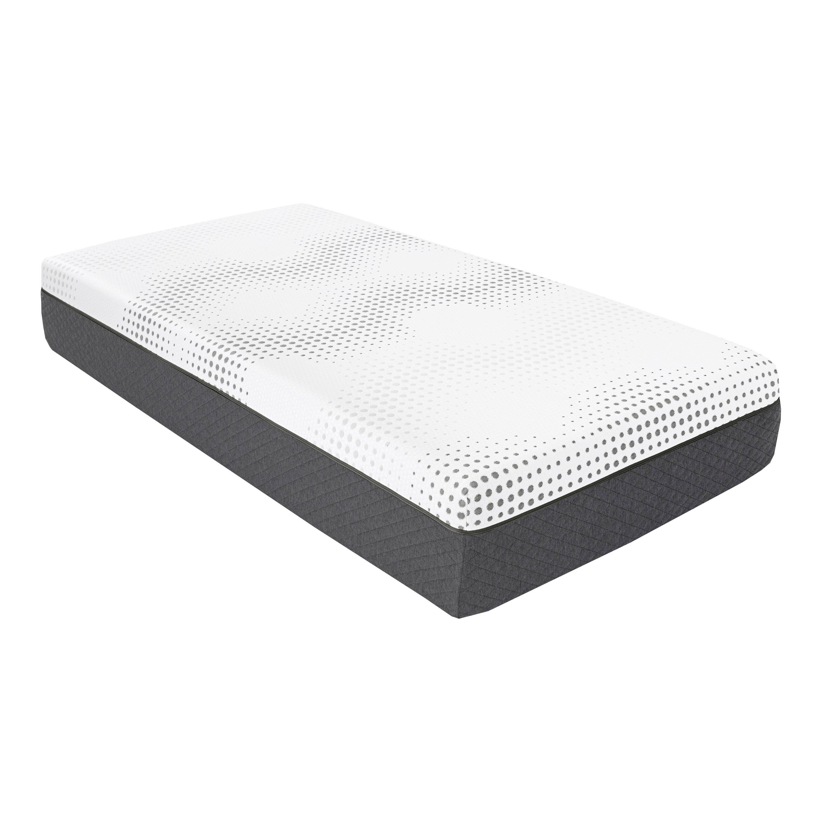 Front. TinyHomie - 12in Twin Mattress Green Tea Gel-Infused Memory Foam Hybrid Mattress Plush Foam Pocket Coils Mattress in a Box - White.