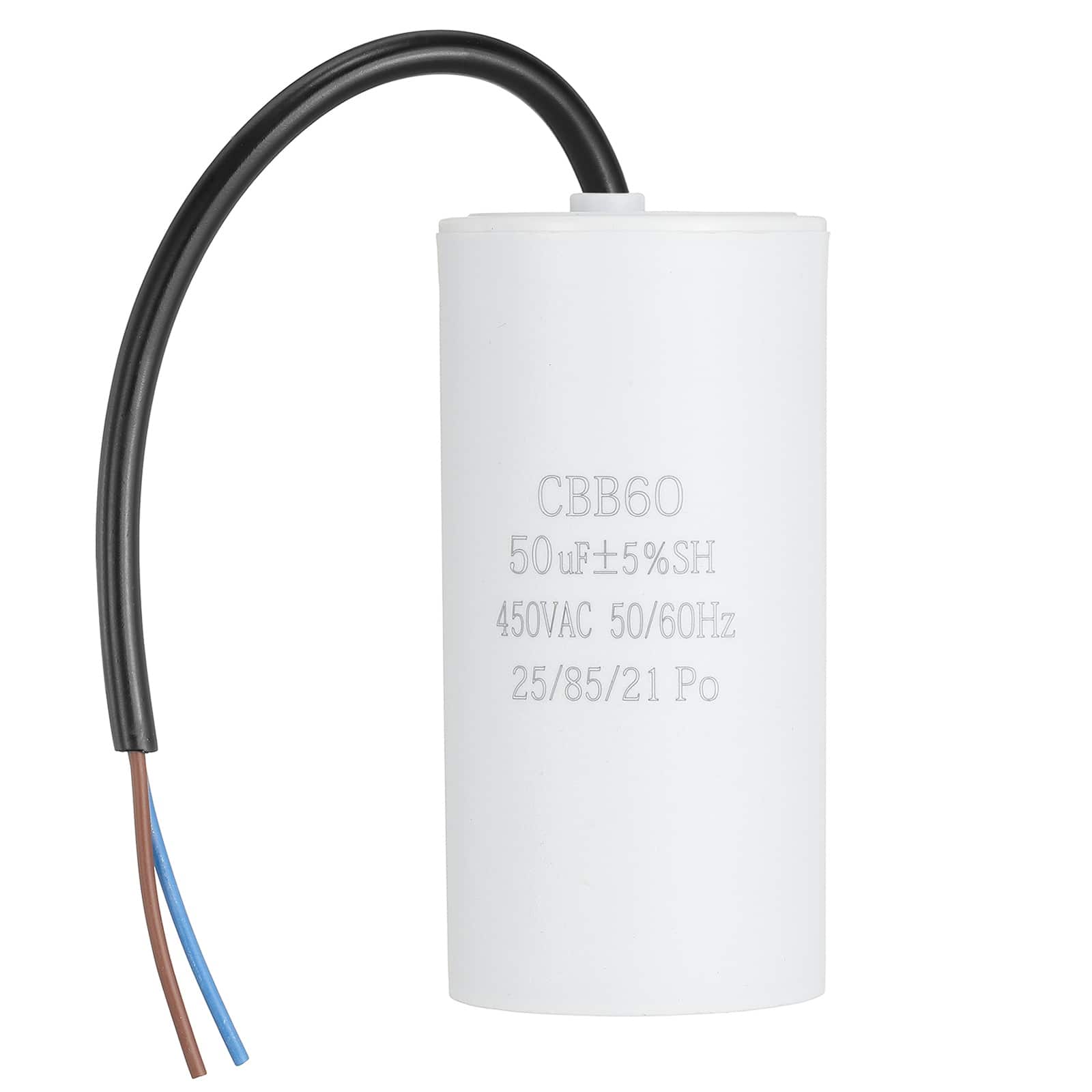 Unique Bargains - 50uF CBB60 Run Capacitor, AC 450V 2 Wires 50/60Hz Cylinder 102x37mm for Air Compressor, Water Pump - White price history on PriceWatchPro