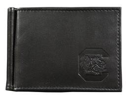 Rico Industries - South Carolina Gamecocks Genuine Black Leather Money Clip Wallet RFID Blocking - Multi