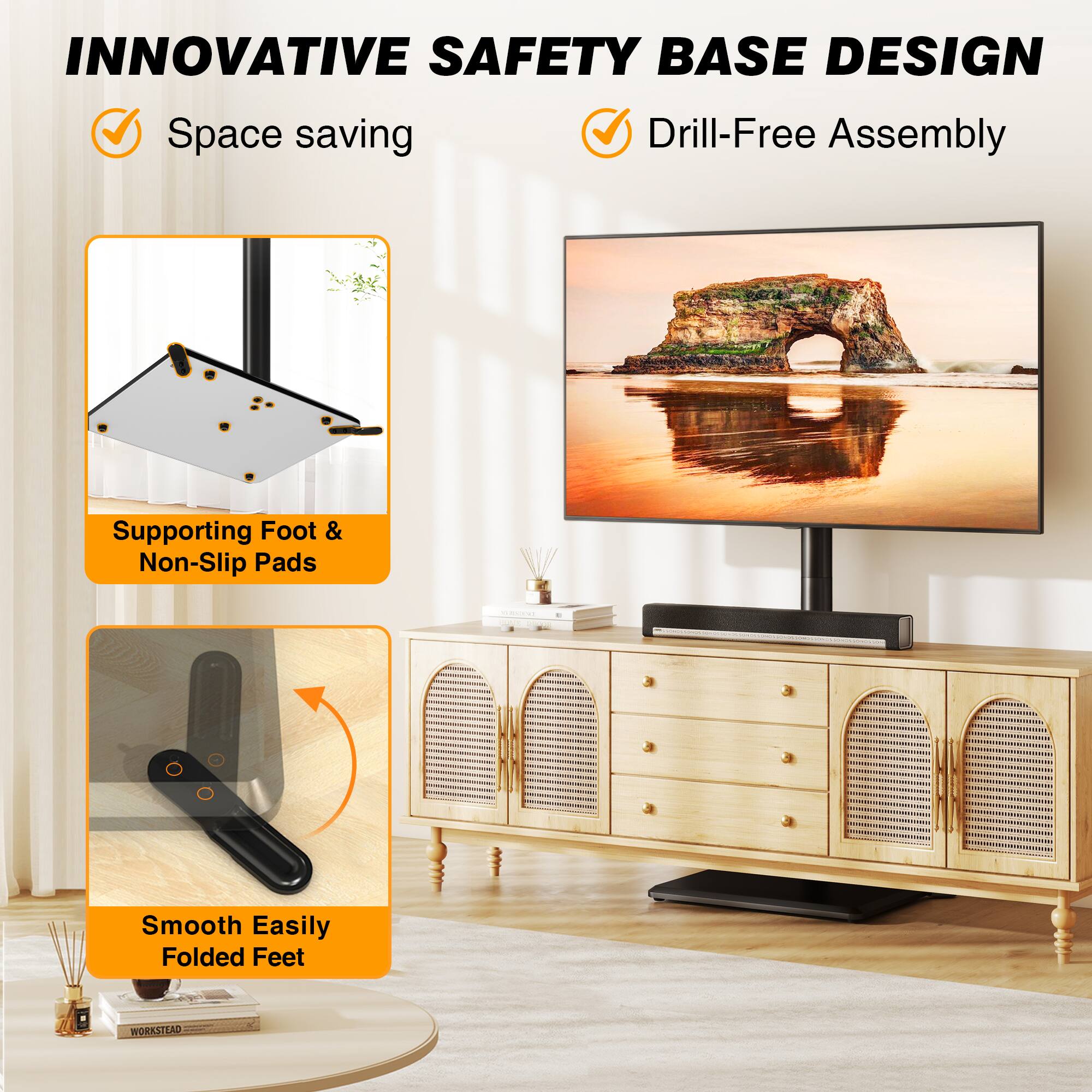 INNOVATIVE SAFETY BASE DESIGN

- Space saving
- Drill-Free Assembly
- Supporting Foot & Non-Slip Pads
- Smooth Easily Folded Feet

SERONG 10002

WORKSTEAD