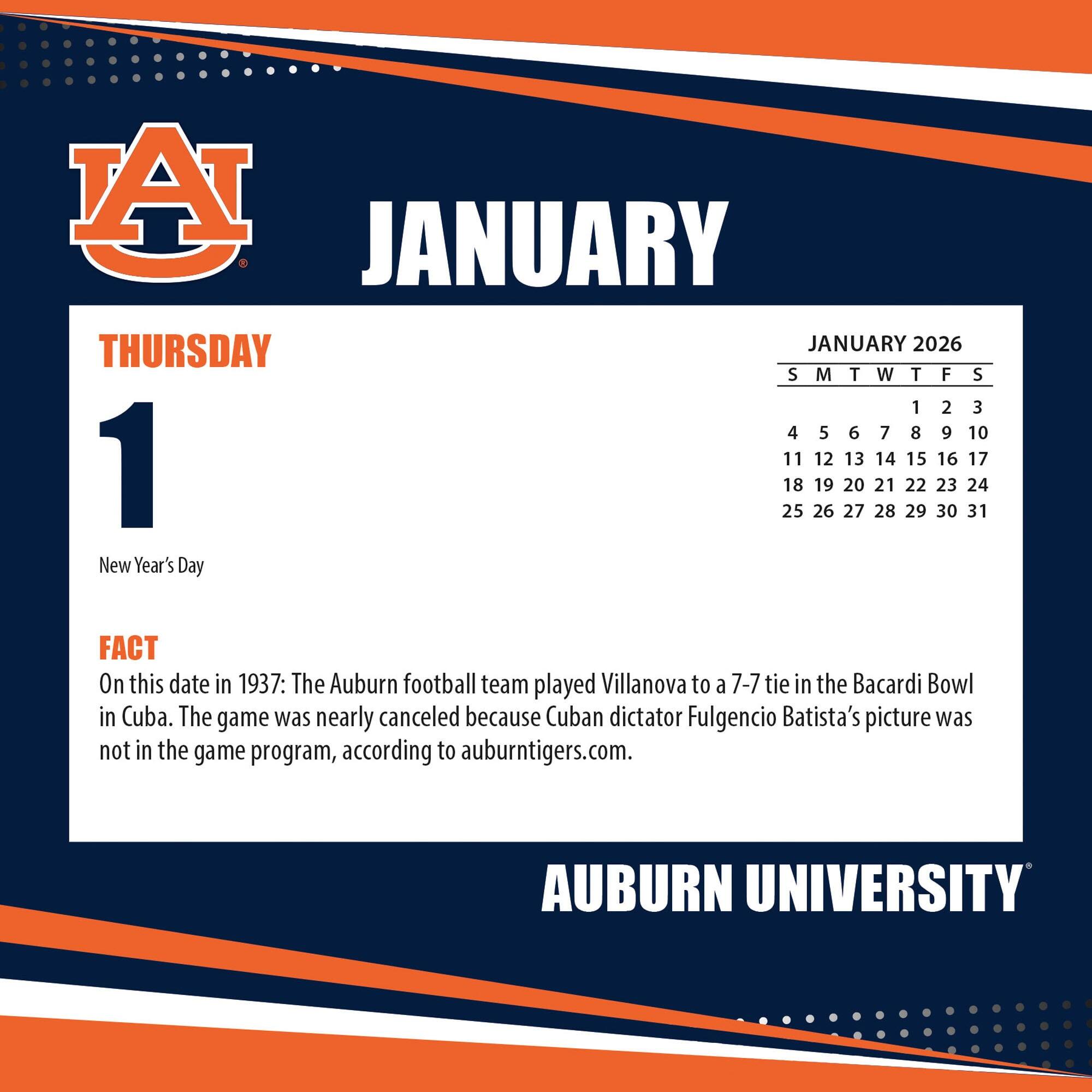 Turner Sports Auburn Tigers 2026 Box Calendar Multicolor 203332838