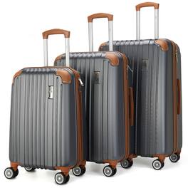 Miami Carry On - Collins 3 Piece Expandable Retro Spinner Luggage Set - Grey - Gray