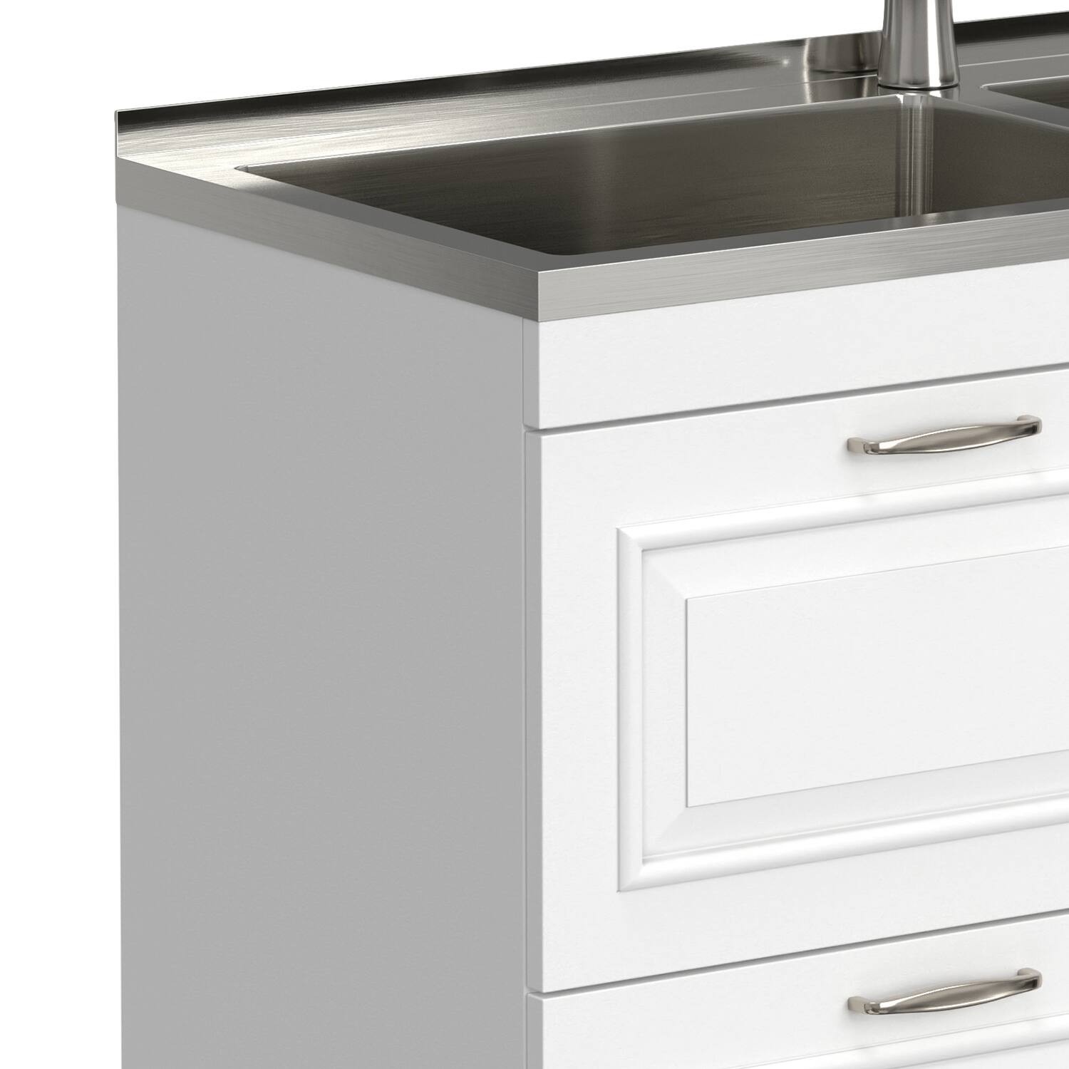 Alt View 6. Simpli Home - Darwin All-In-One 46-inch Laundry Utility Sink and Cabinet - Pure White.