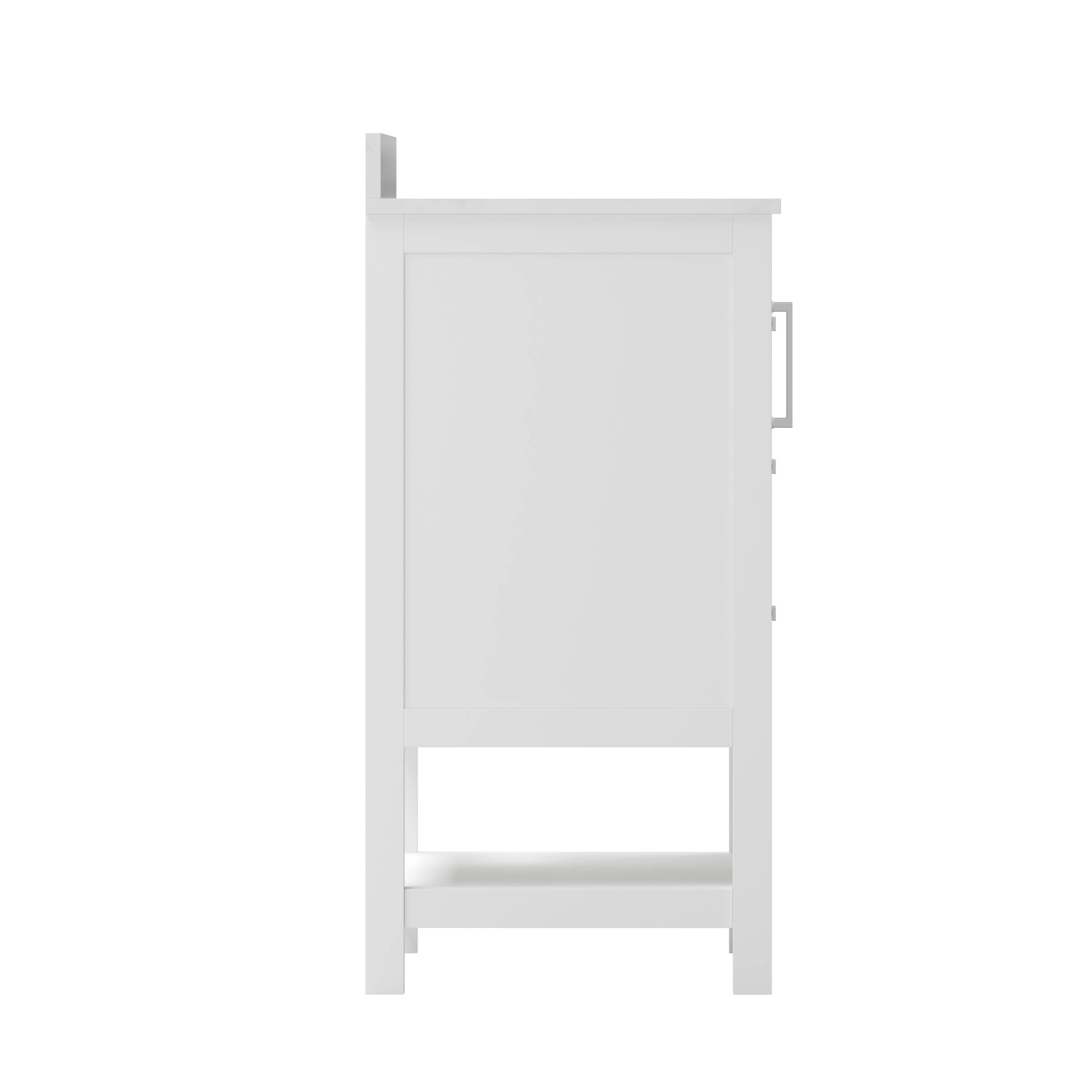 Left. Flash Furniture - Vega 36 Inch Bathroom Vanity with Sink, Storage Cabinet with Soft Close Doors, Open Shelf and 3 Drawers, Carrara Marble - White.