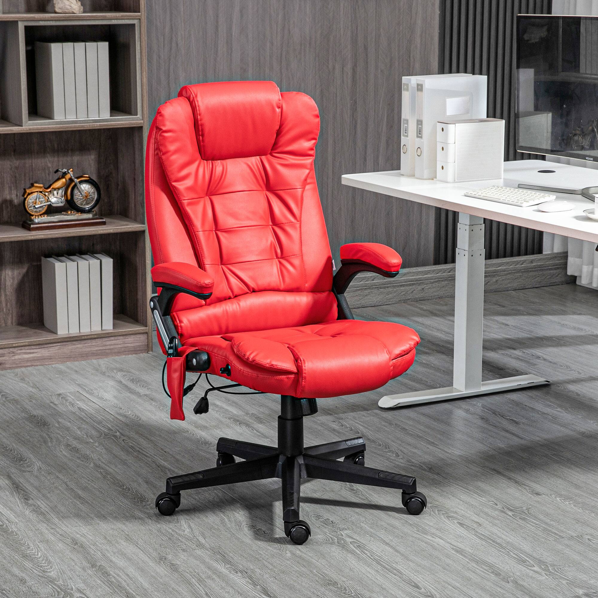 Alt View 1. Ecooso - High Back Massage Office Chair with Heat and Recline, Ergonomic PU Leather Computer Chair with Remote - Red.