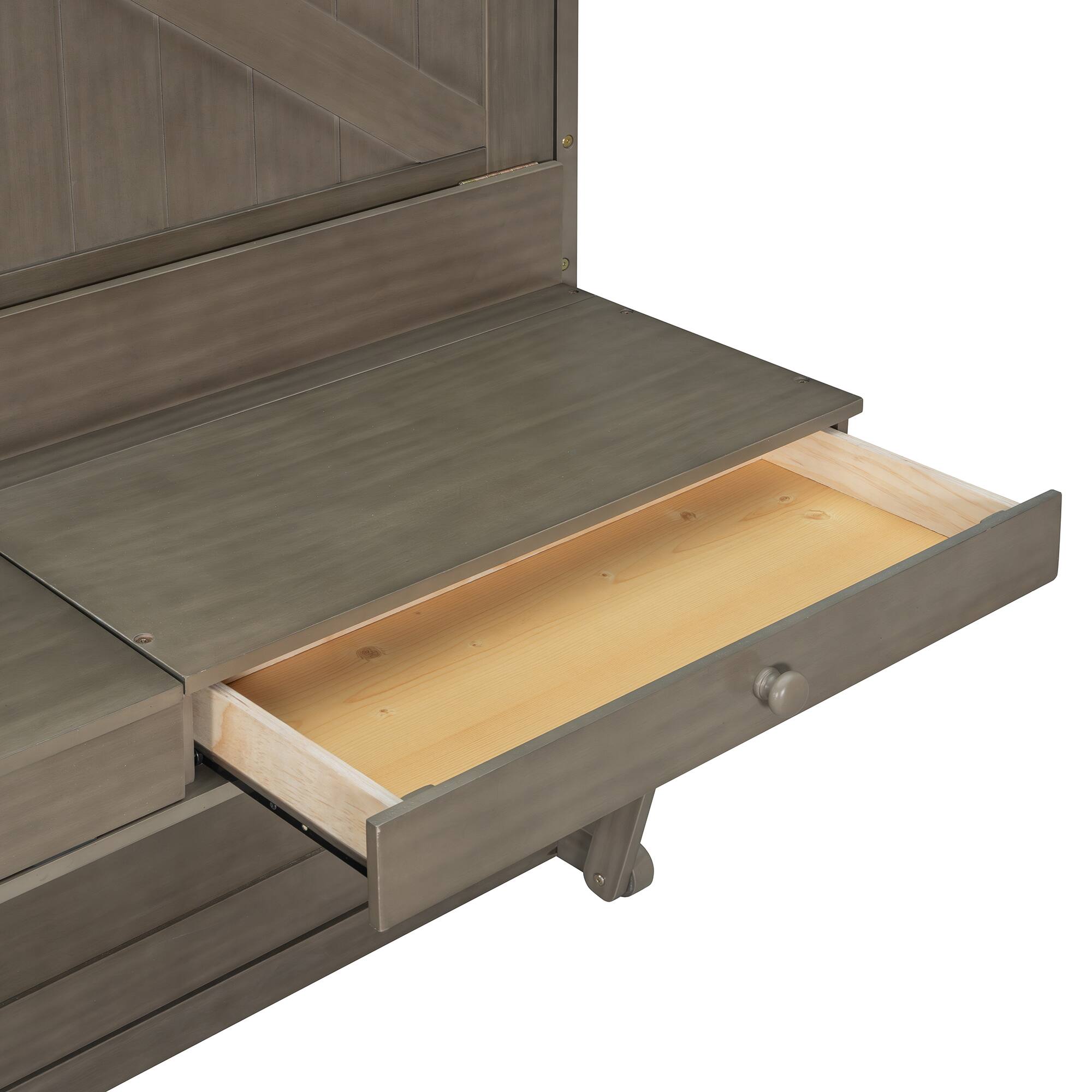 Alt View 5. Anysun - Queen Size Wall Murphy Bed with Storage, Foldable Cabinet Bed with Vanity Desk, Center Mirror & 2 Side Drawers - Gray.