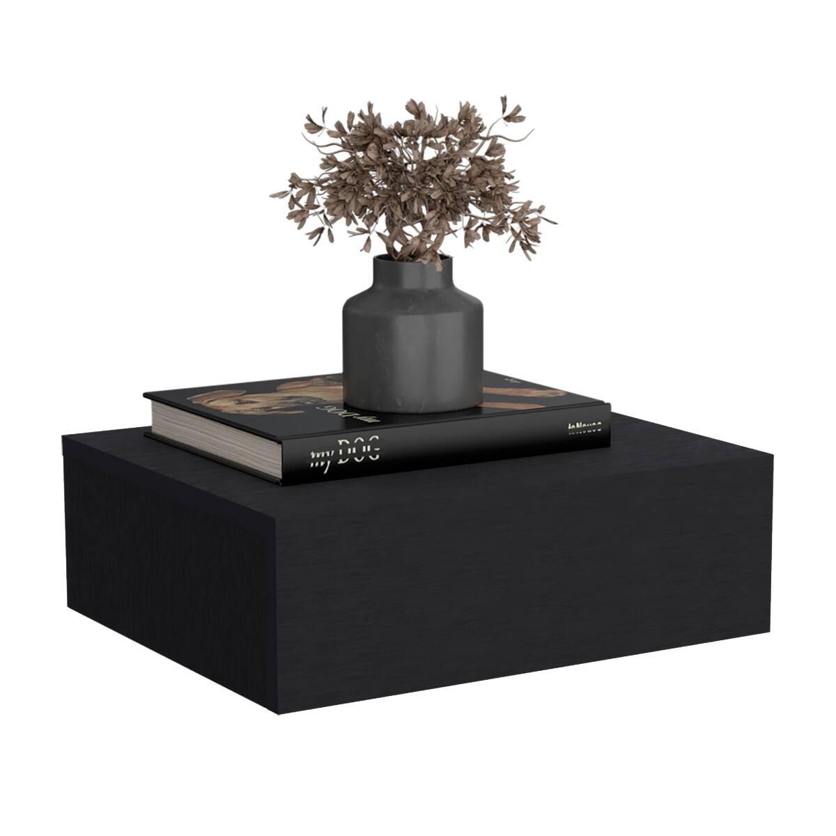 Alt View 2. Loheer - Loheer Floating Nightstand, Black Wall-Mounted Bedside Shelf with Drawer - Black.