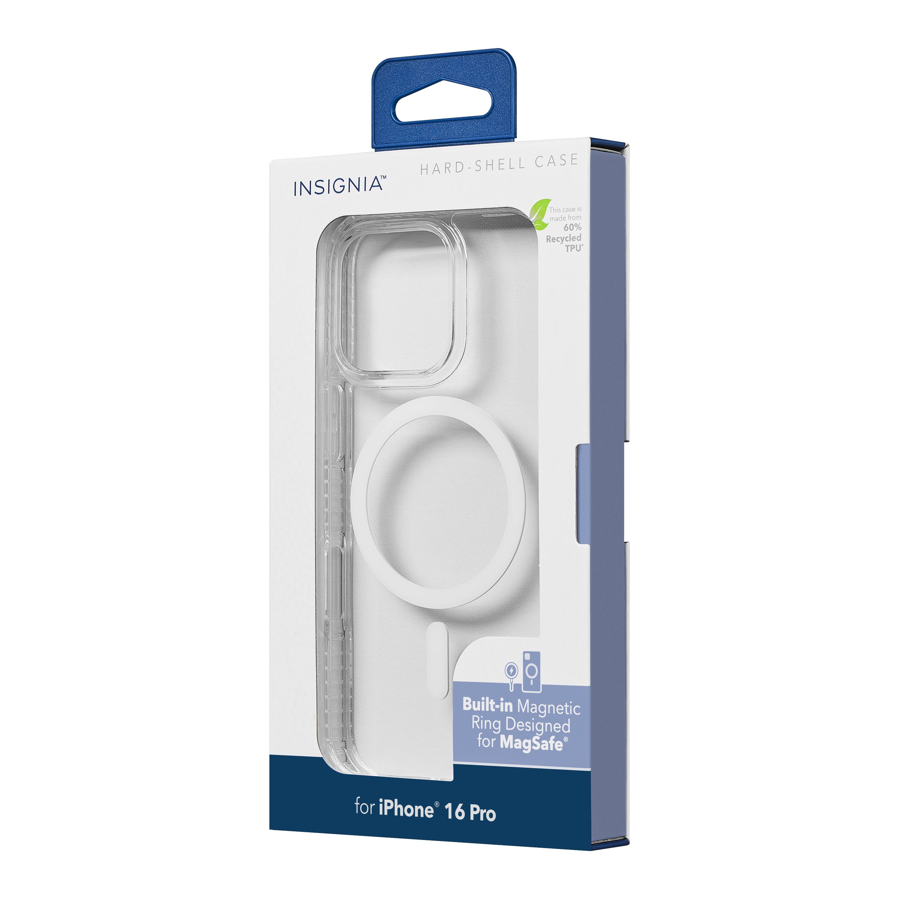 HARD-SHELL CASE  
INSIGNIA™  

60% Recycled TPU  

Built-in Magnetic Ring Designed for MagSafe  

for iPhone 16 Pro