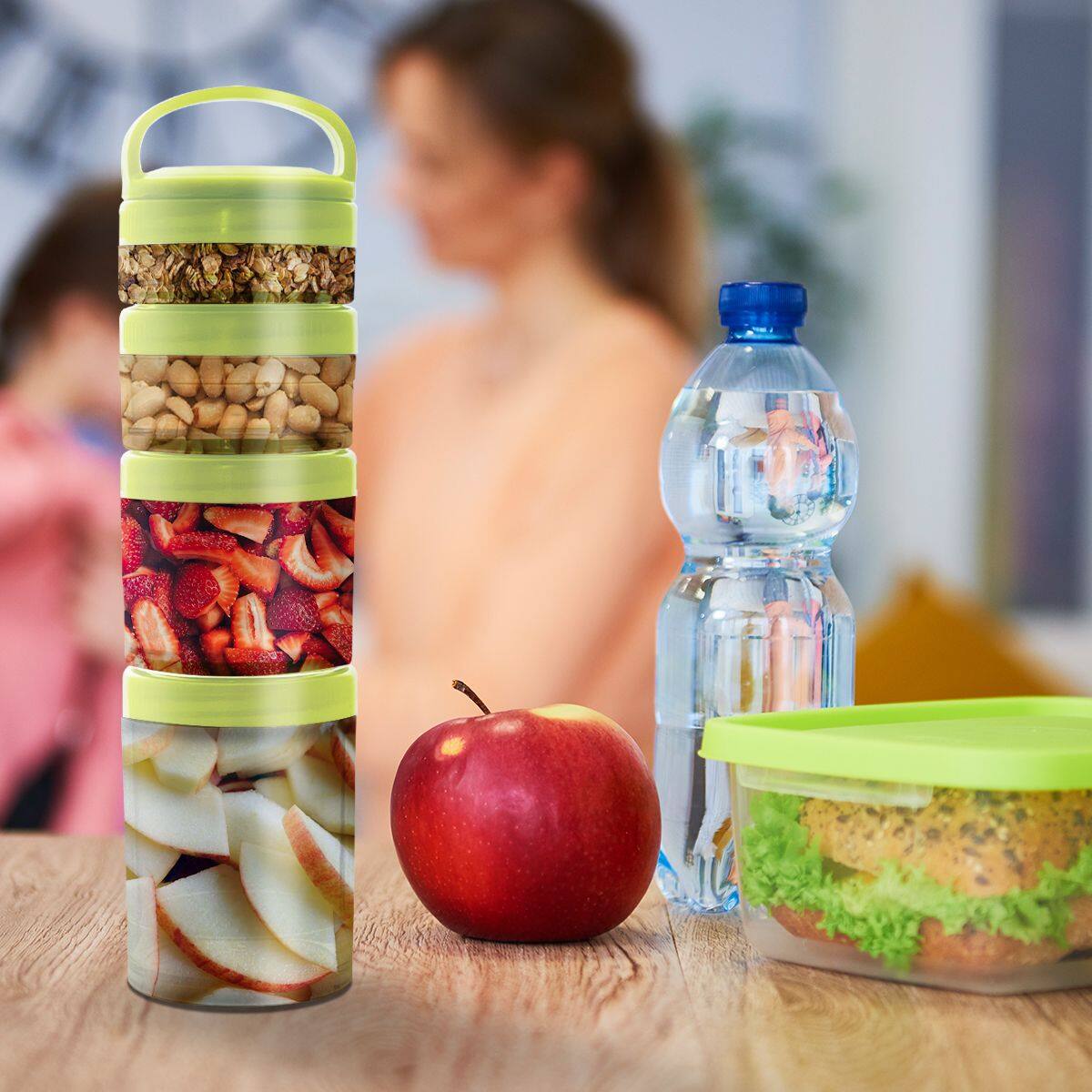 Alt View 1. Link - Link Portable Stackable Leak-Proof Food Storage Containers for Snacks, Formula, Powders - 2 Set Red - Red.