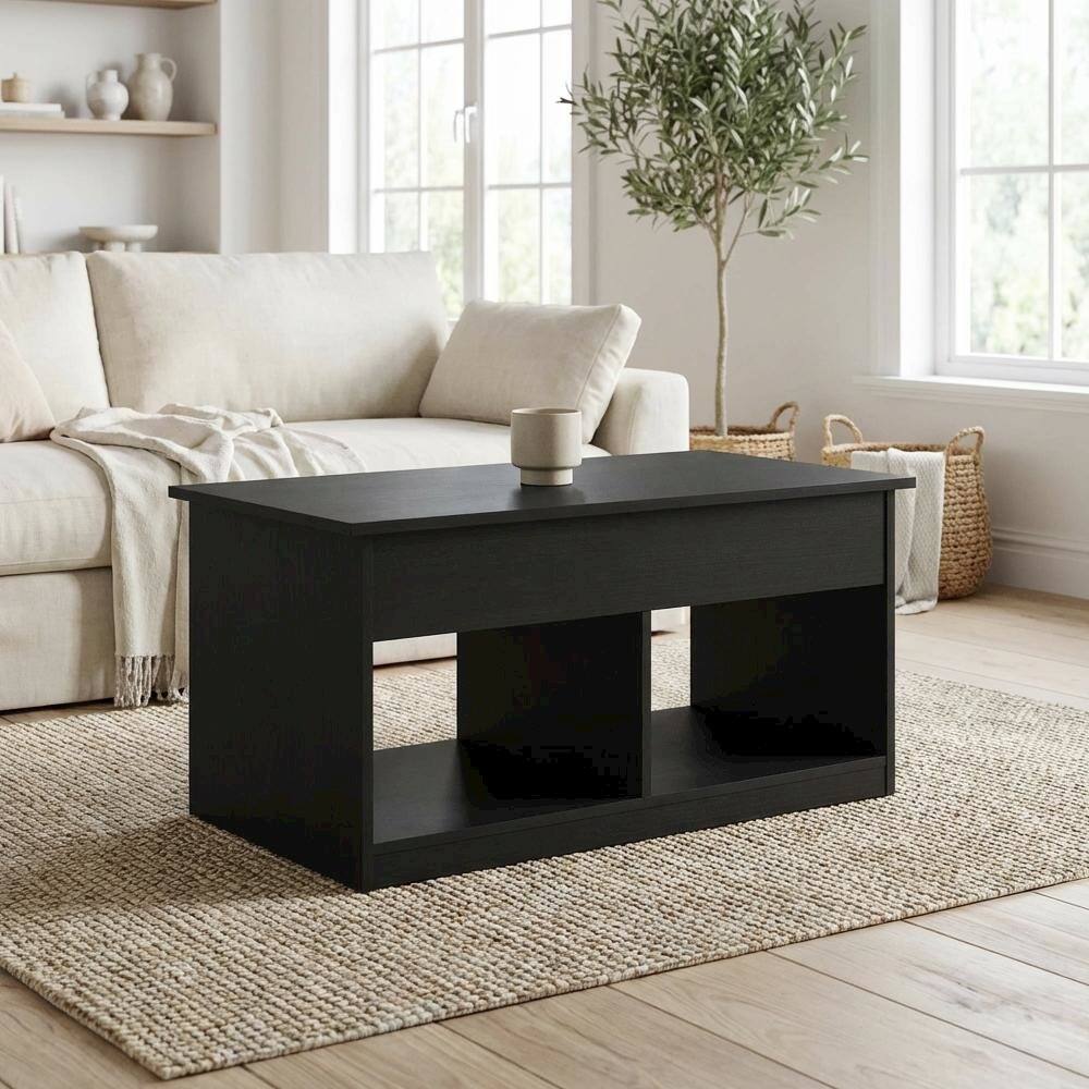 Left. FurniFact - Americano Lift Top Coffee Table with Storage and Sturdy Build for Living Room - Americano.