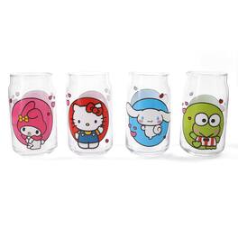 Silver Buffalo - Sanrio Hello Kitty and Friends 4-Piece Glass Set | Each Holds 16 Ounces - Clear