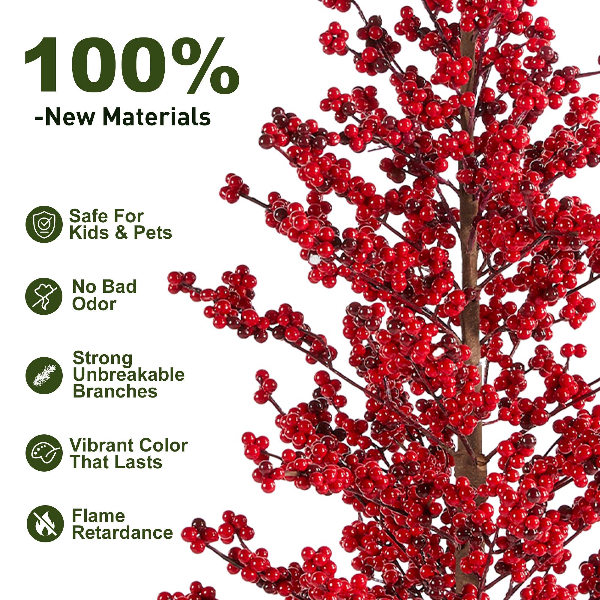 100% - New Materials  
Safe For Kids & Pets  
No Bad Odor  
Strong Unbreakable Branches  
Vibrant Color That Lasts  
Flame Retardance