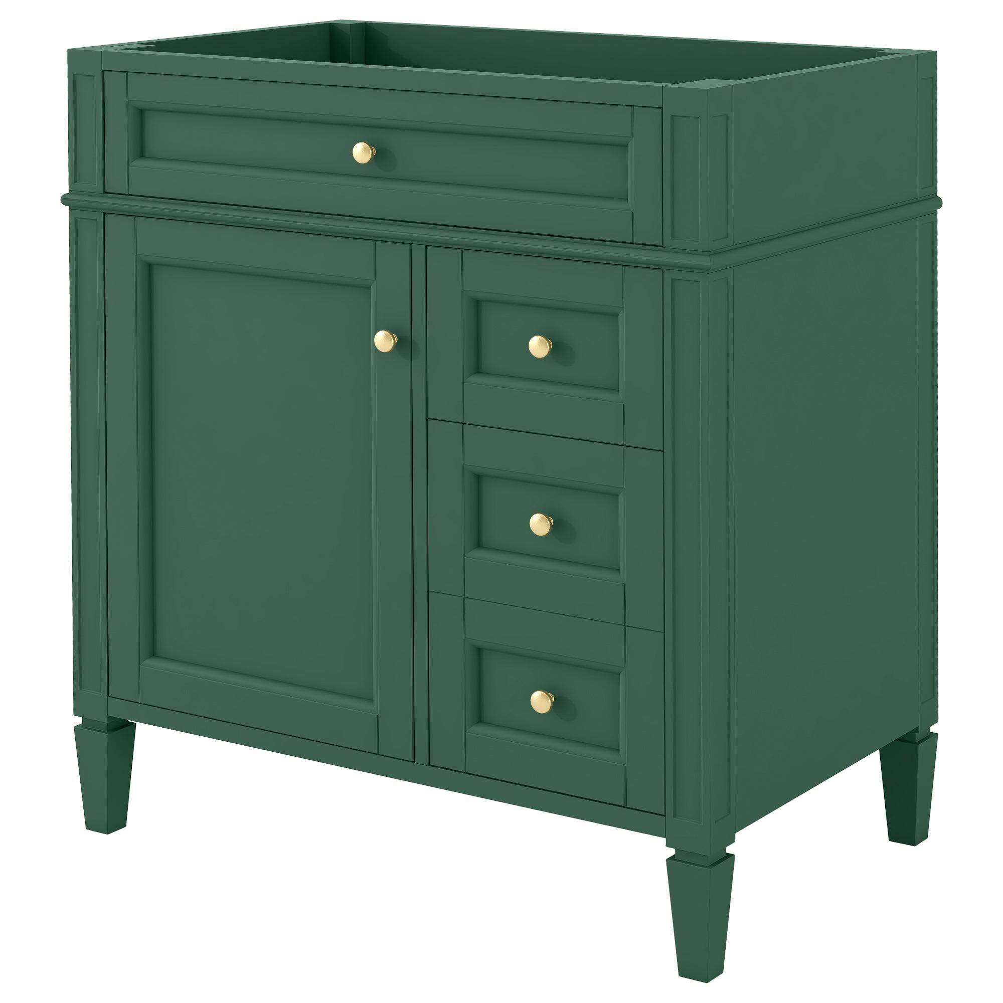 Alt View 4. Boyel Living - 30 Inch Modern Bathroom Vanity Cabinet No Sink Three Drawers With Tip Out Green - Green.