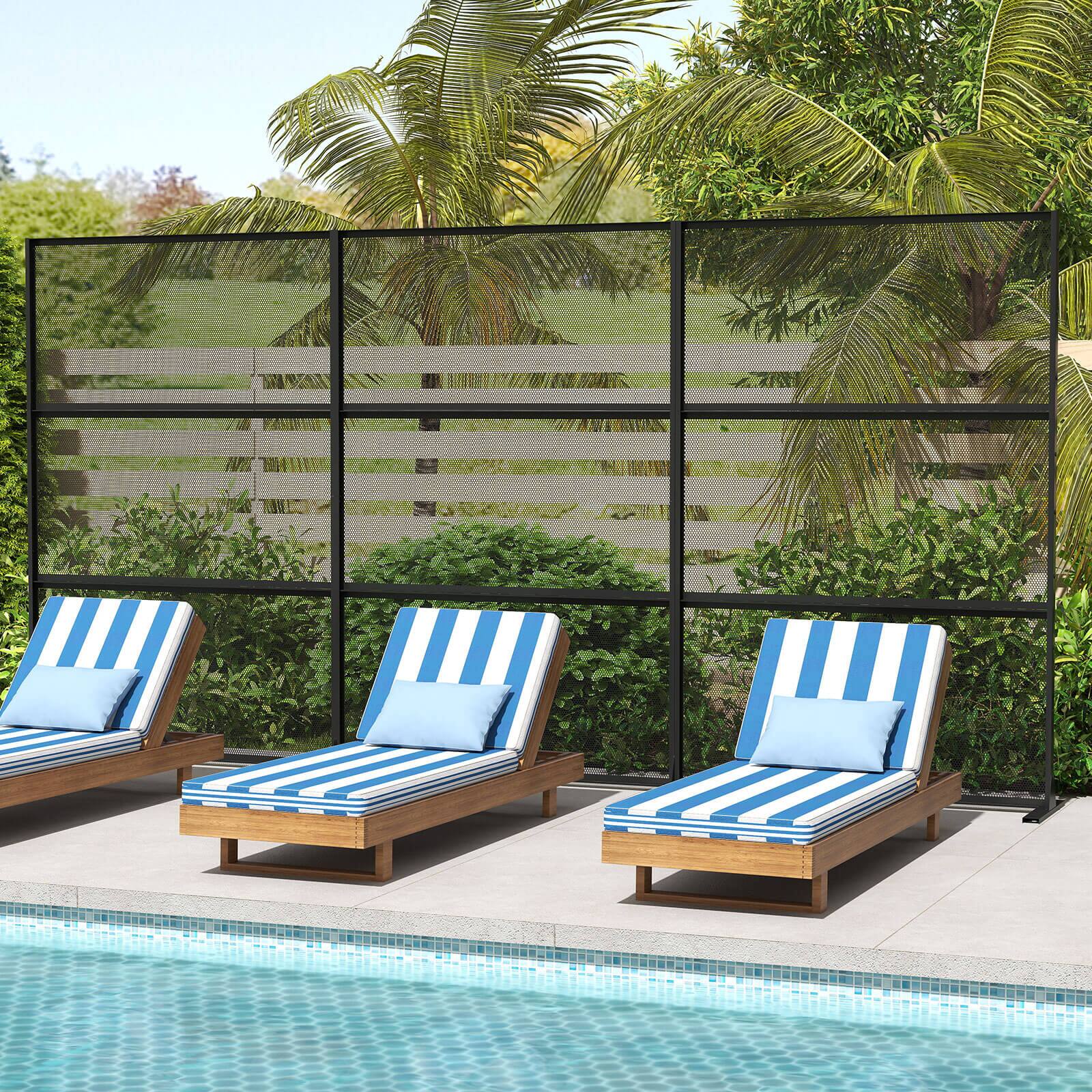 Alt View 3. Costway - Costway 2 PCS 72"H x 48"W Metal Privacy Screen with Expansion Bolts & Connection Screws - Black.