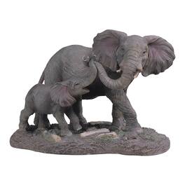 FC Design - 9"H Elephant Mother and Baby with Trunk Up Figurine Statue Office Desk Tabletop Home Decor Gift - Multi-Color