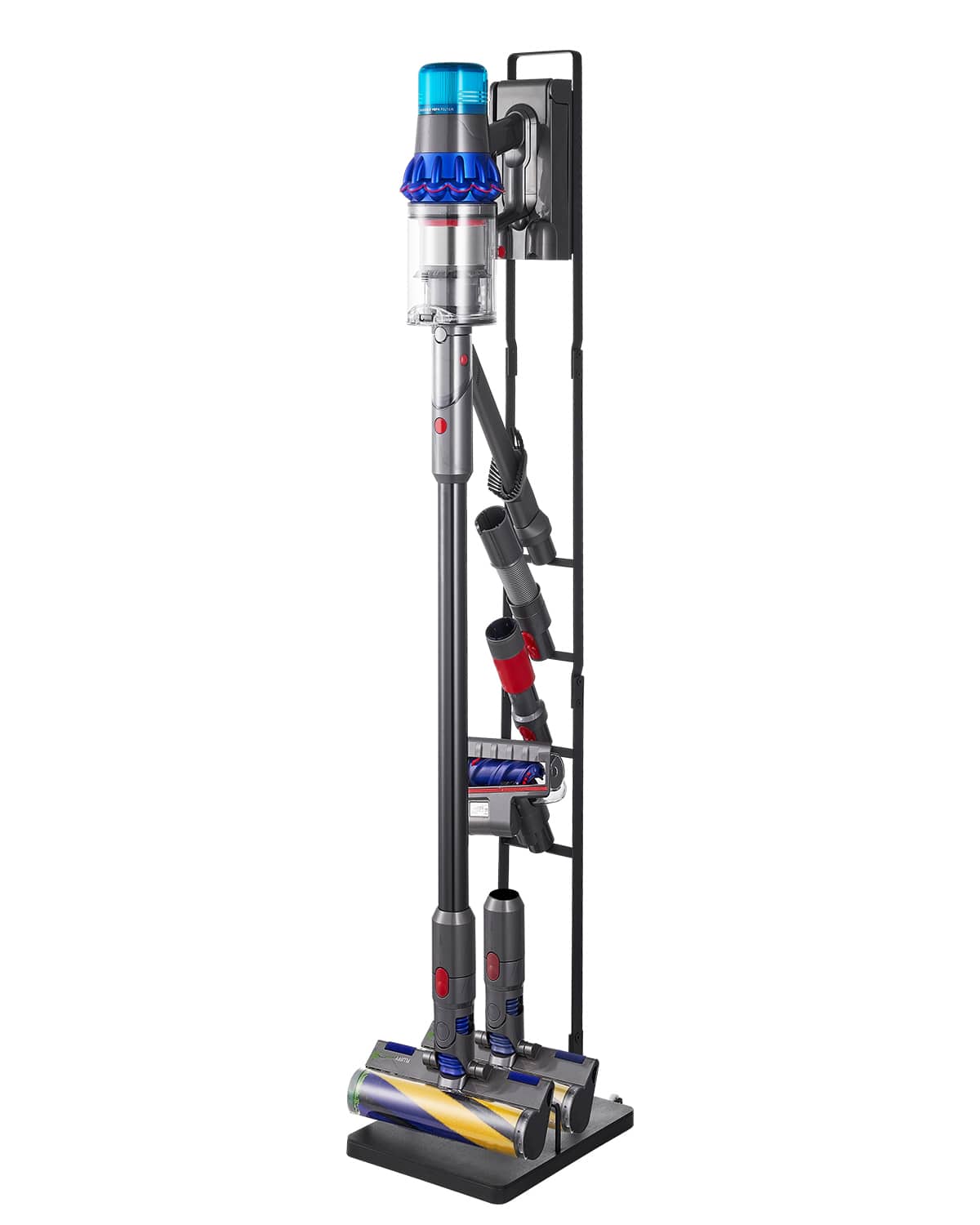 Front. VEVOR - Vacuum Stand for Dyson Multi-Models Stable Storage Bracket Holder with Wheels - Black.