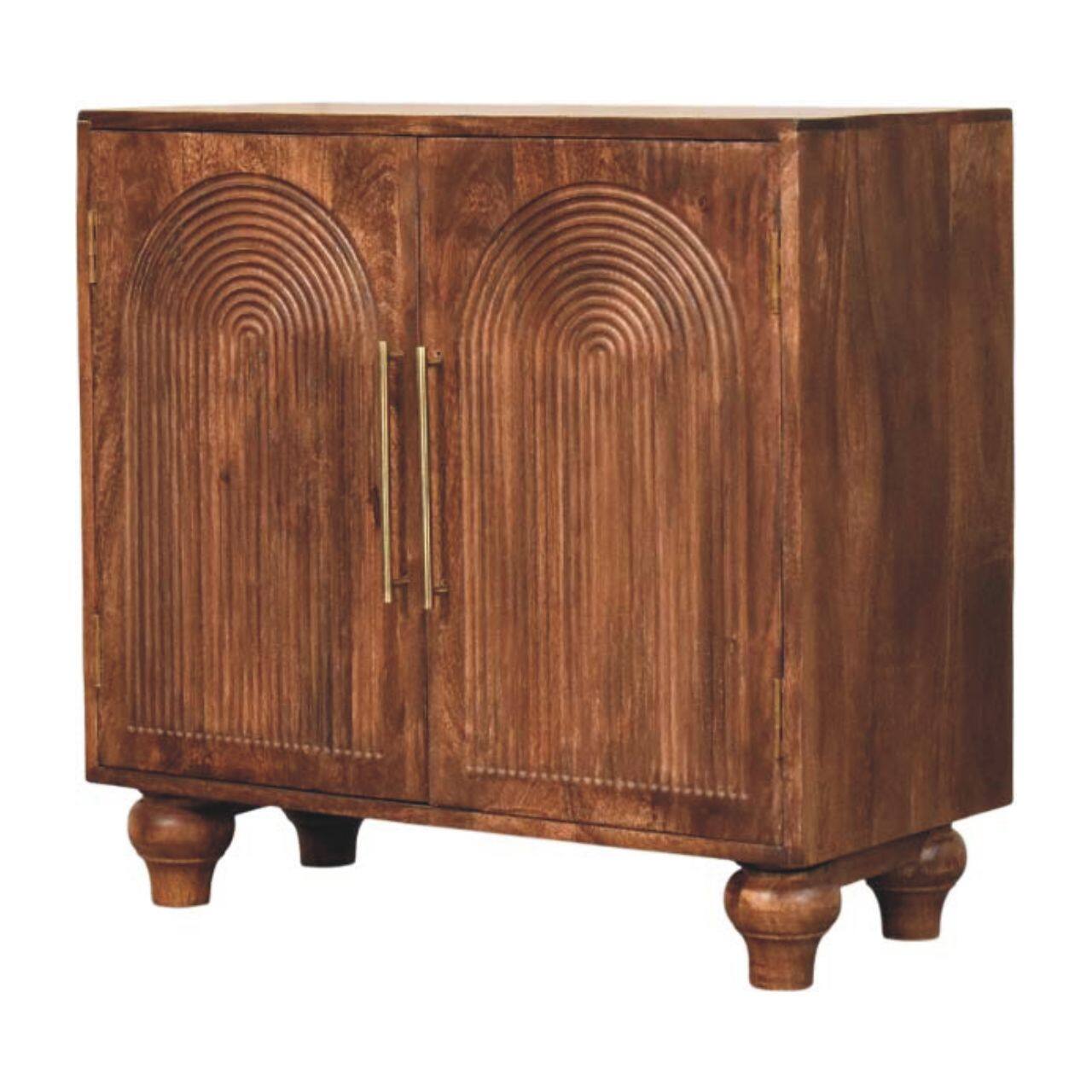 Left. Artisan Furniture - Artisan Furniture Solid Wood Arco Groove Sideboard - Brown.