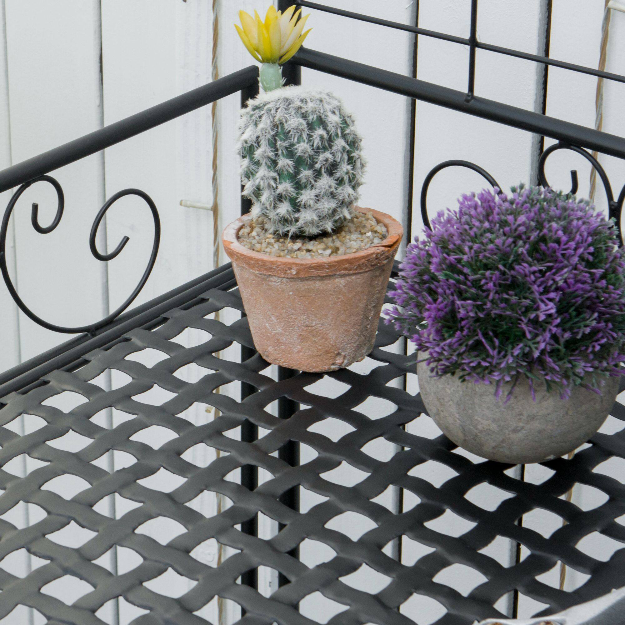 Alt View 8. Outsunny - Folding Potting Bench Table, Metal Garden Workstation, Work Bench with Large Build-In Bag with Cover - Black.