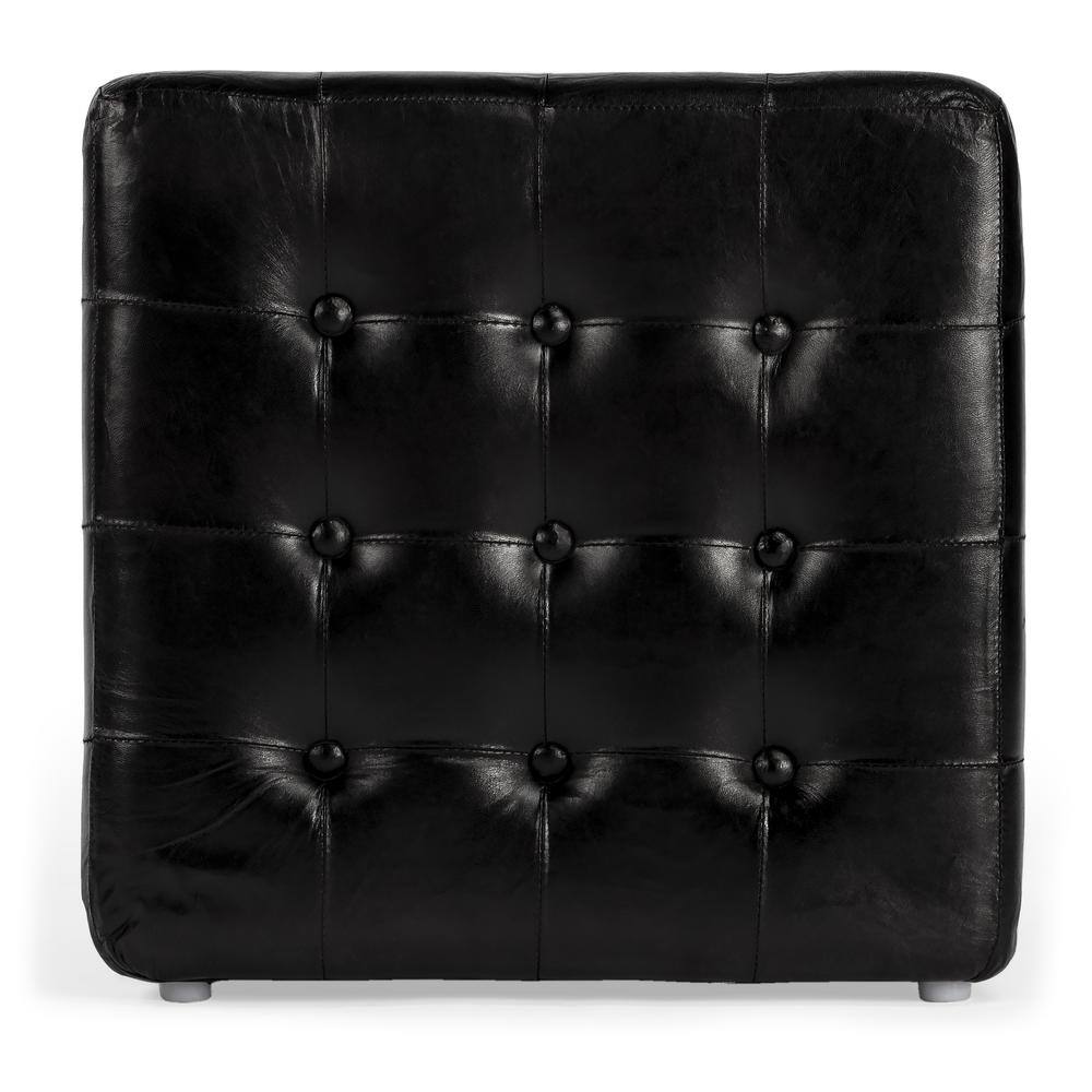 Back. Butler Specialty - Leon Leather Cube Ottoman - Black.
