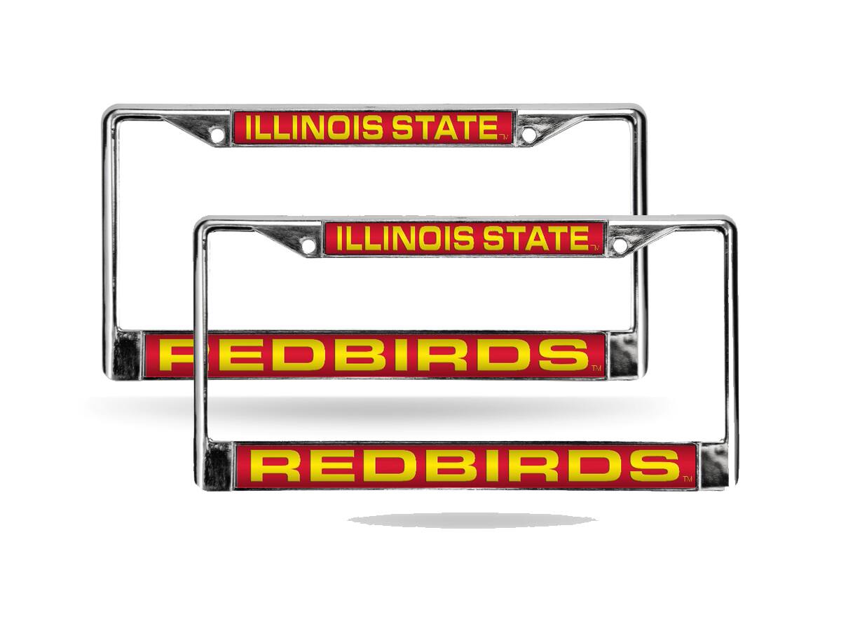 Illinois State Redbirds Chrome Metal Laser Cut License Plate Frame - Set of 2 Frames