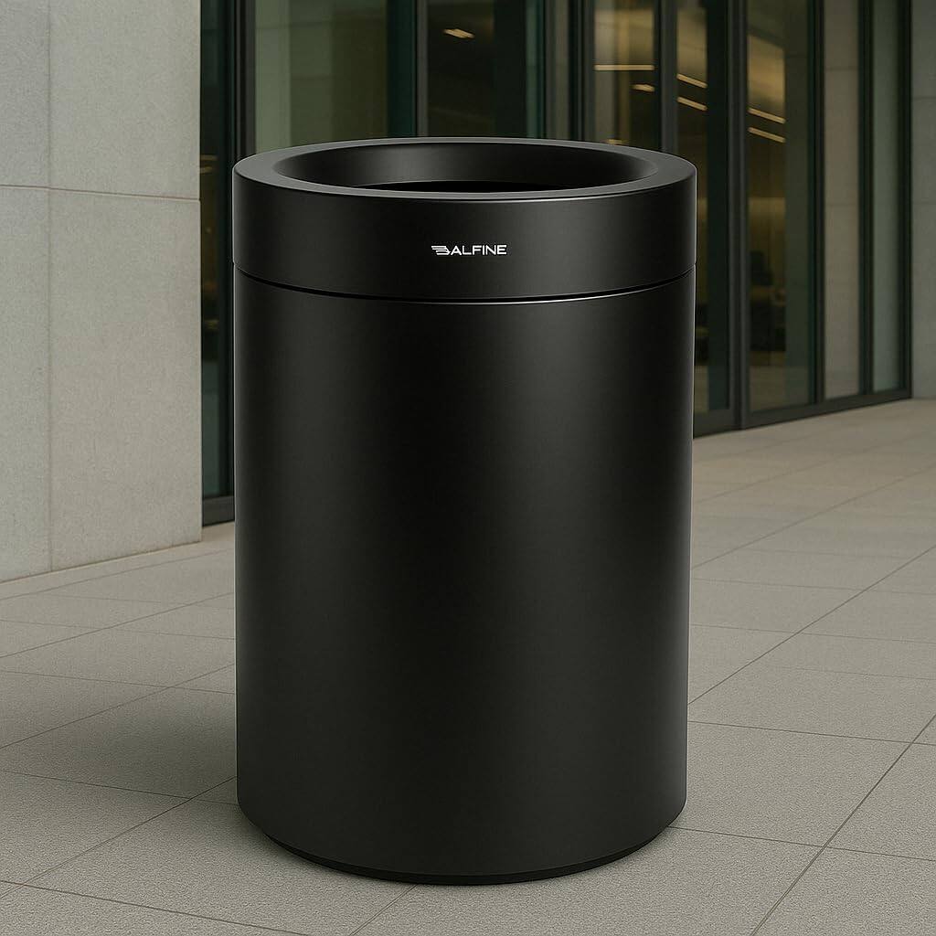 Alt View 4. Alpine Industries - 50 Gallon Stainless Steel Commercial Indoor Trash Can - Black.